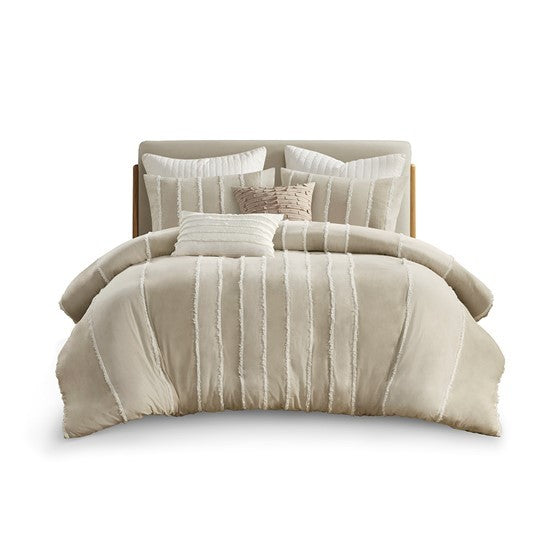 King/Cal King 3 Piece Striped Cotton Duvet Cover Set Media 18