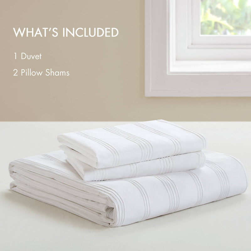 3-Piece Full Woven Striped Duvet Set