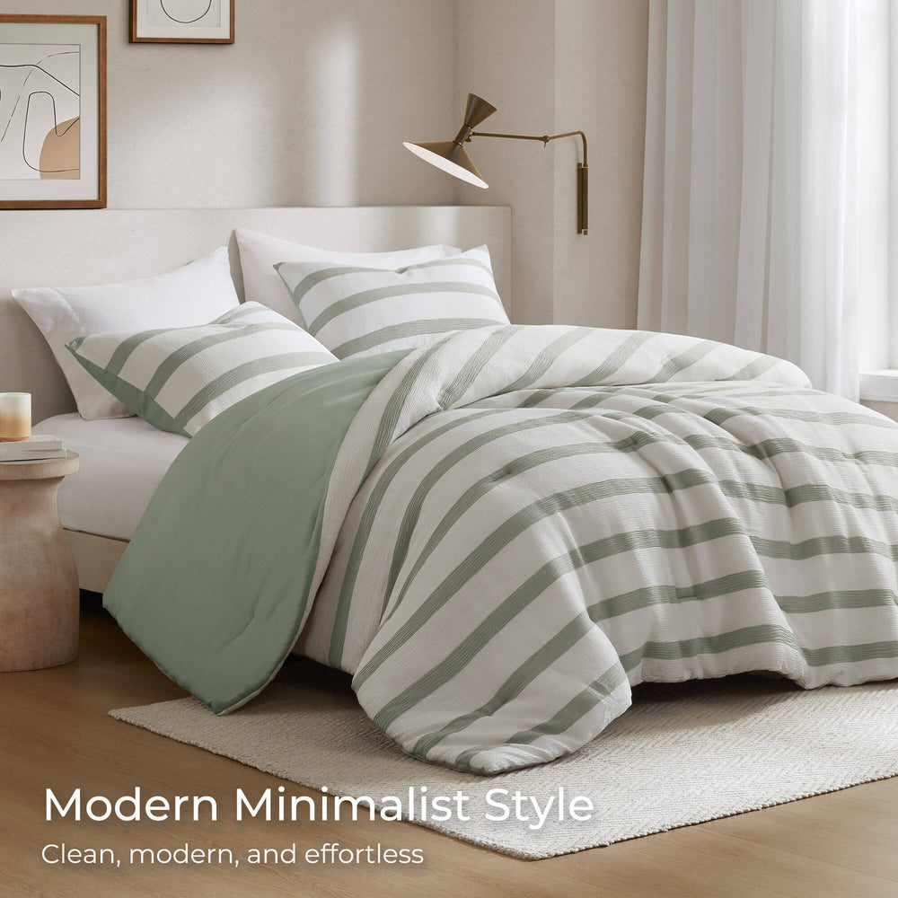 3-Piece Full/Queen Yarn-dyed striped comforter Media 4