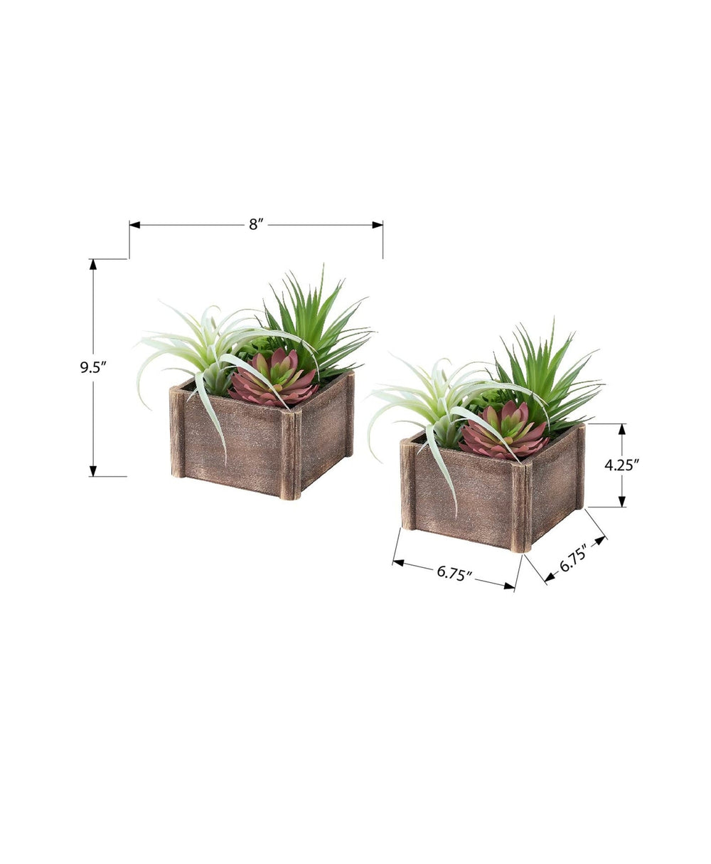 Artificial Plant, Set Of 2, 10' Tall, Succulent, Table, Brown Wooden Pots, Contemporary, Modern Media 5