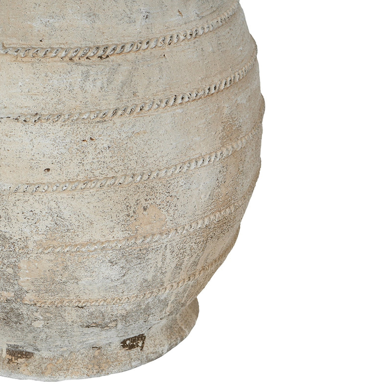 17.5x17.5x18.5' Round Magnesium Flower Pot with Weathered White Finish and Ridged Texture