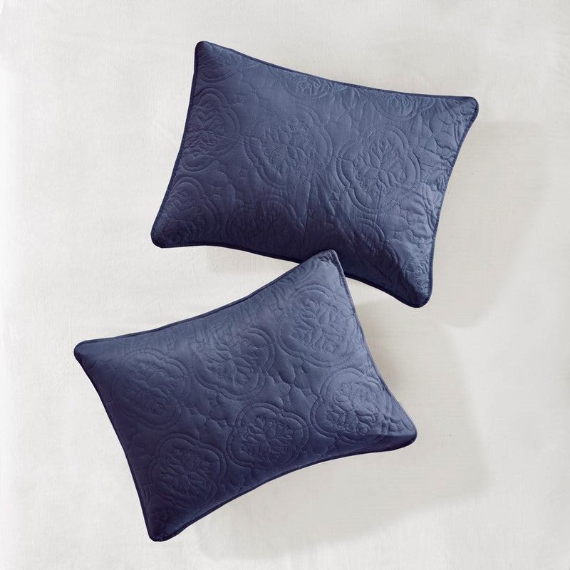 3 Piece Reversible Bedspread Set Navy Full/Queen