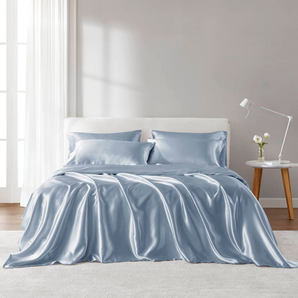 6 PCS Queen Luxury Sheet Set Blue Media 1