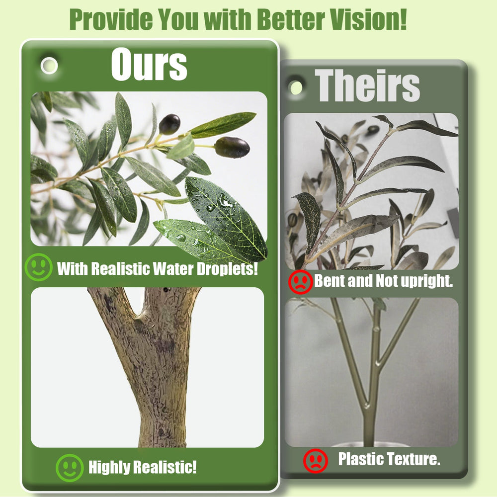Artificial Olive Tree with Water Droplets: 4ft Potted Realistic Fake Plant Trees with Fruits for Indoor Home Room Office Balcony Decor Media 14