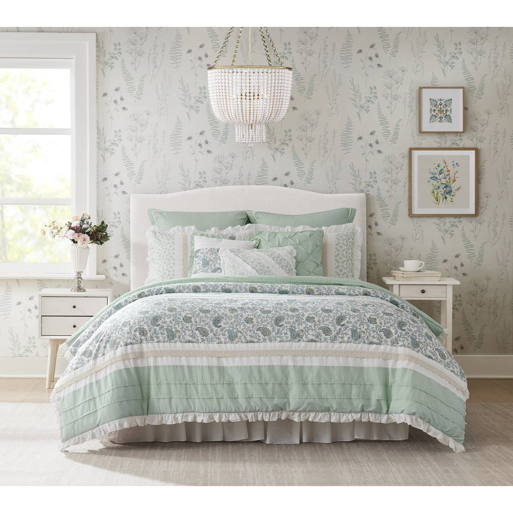 9 Piece Cotton Percale Comforter Set Aqua Cal King Media 17