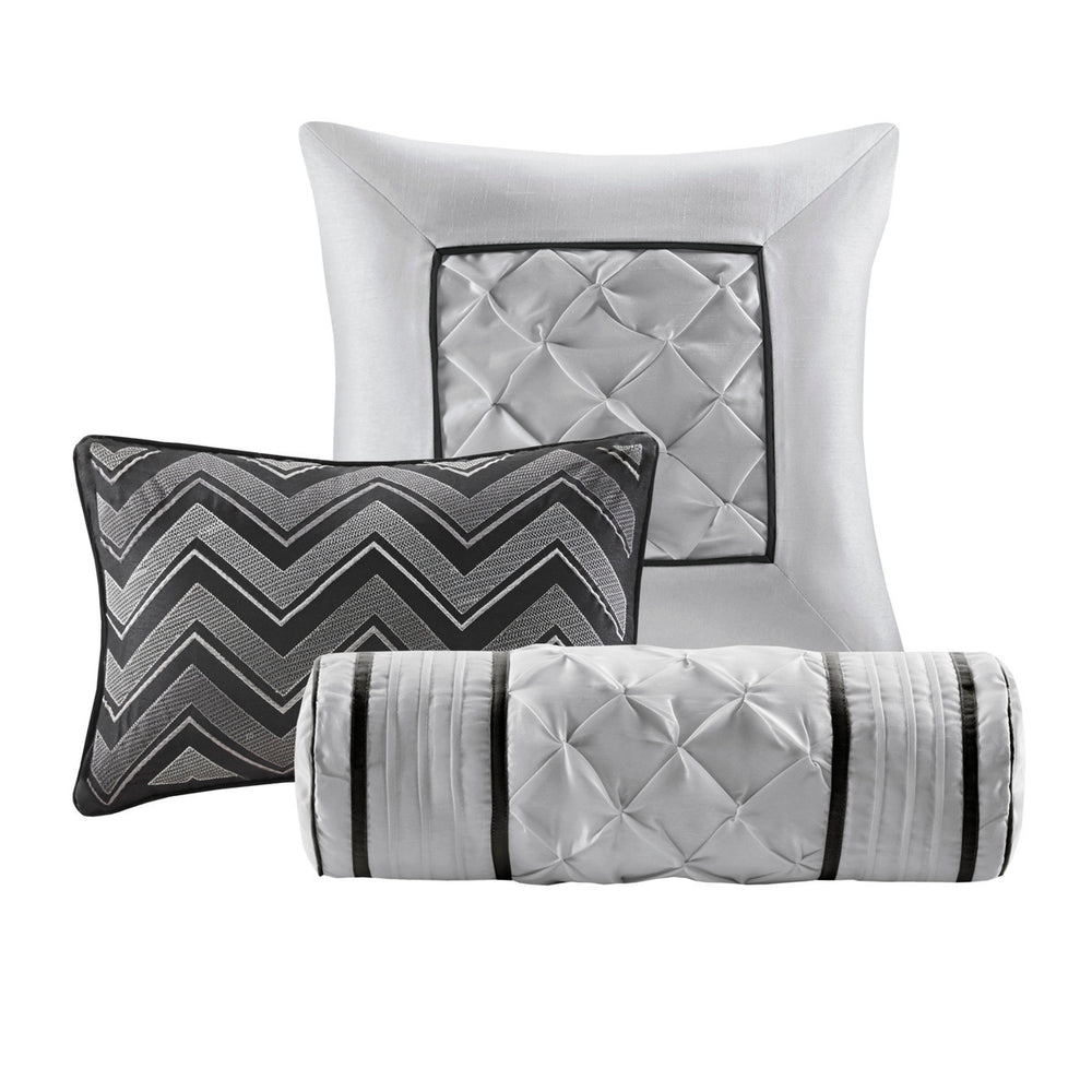 7 Piece Tufted Comforter Set Black Cal King Media 3