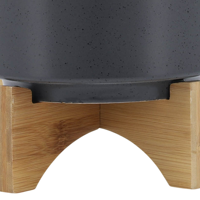 8' PLANTER W/ WOOD STAND, MATTE GRAY