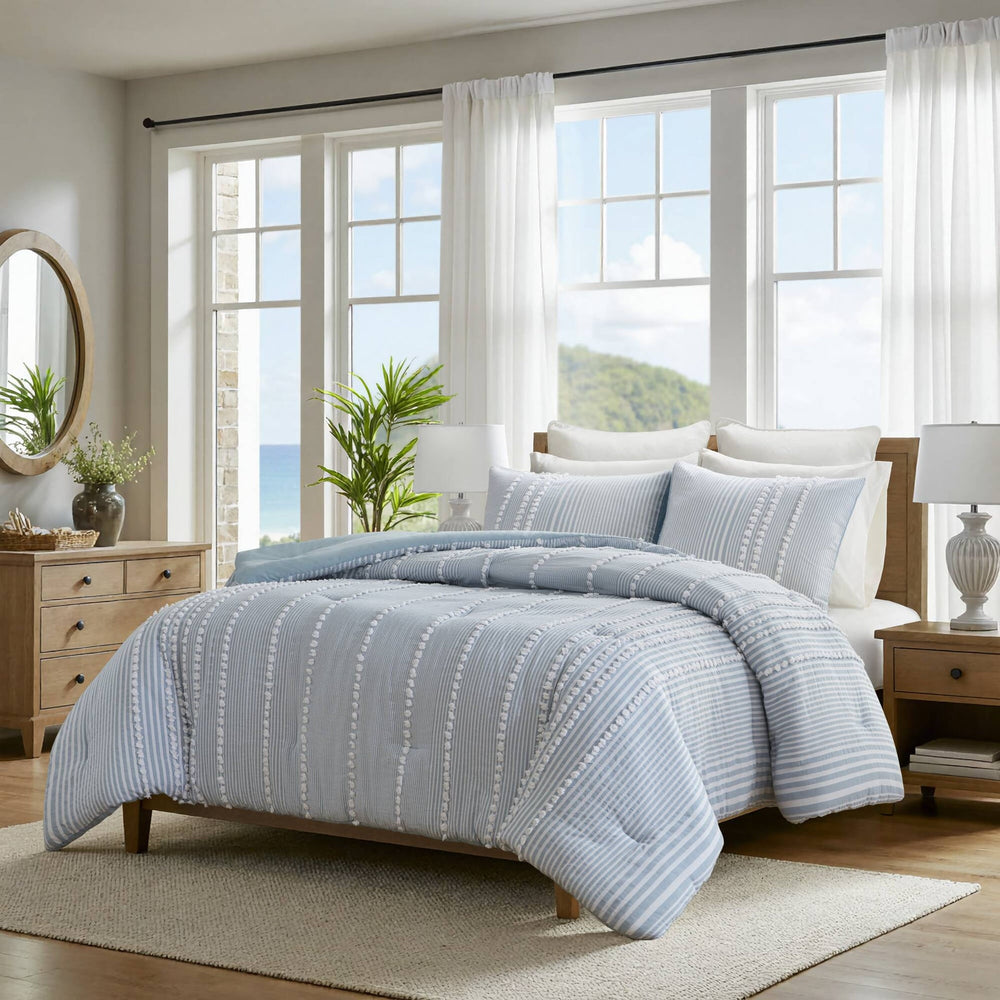 3- Piece King Cotton Yarn Dyed Comforter Set Media 4