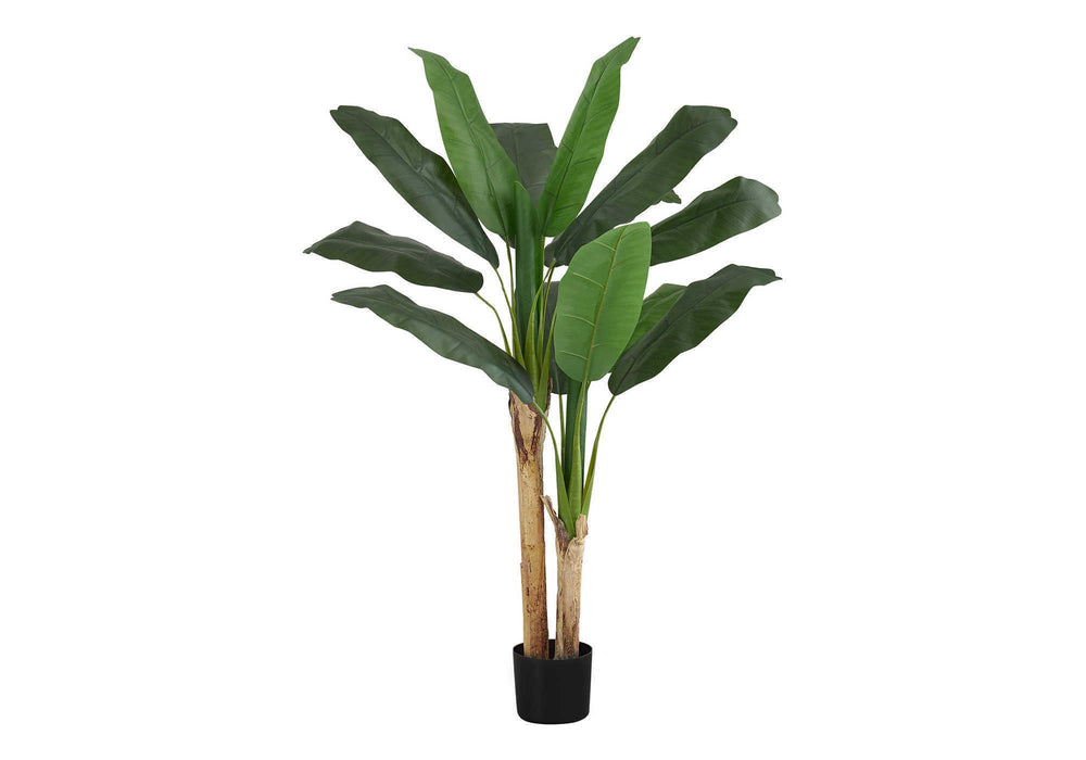 Artificial Plant, 55' Tall, Banana Tree, Indoor, Faux, Fake, Floor, Greenery, Potted, Real Touch, Decorative, Green Leaves, Black Pot Media 2
