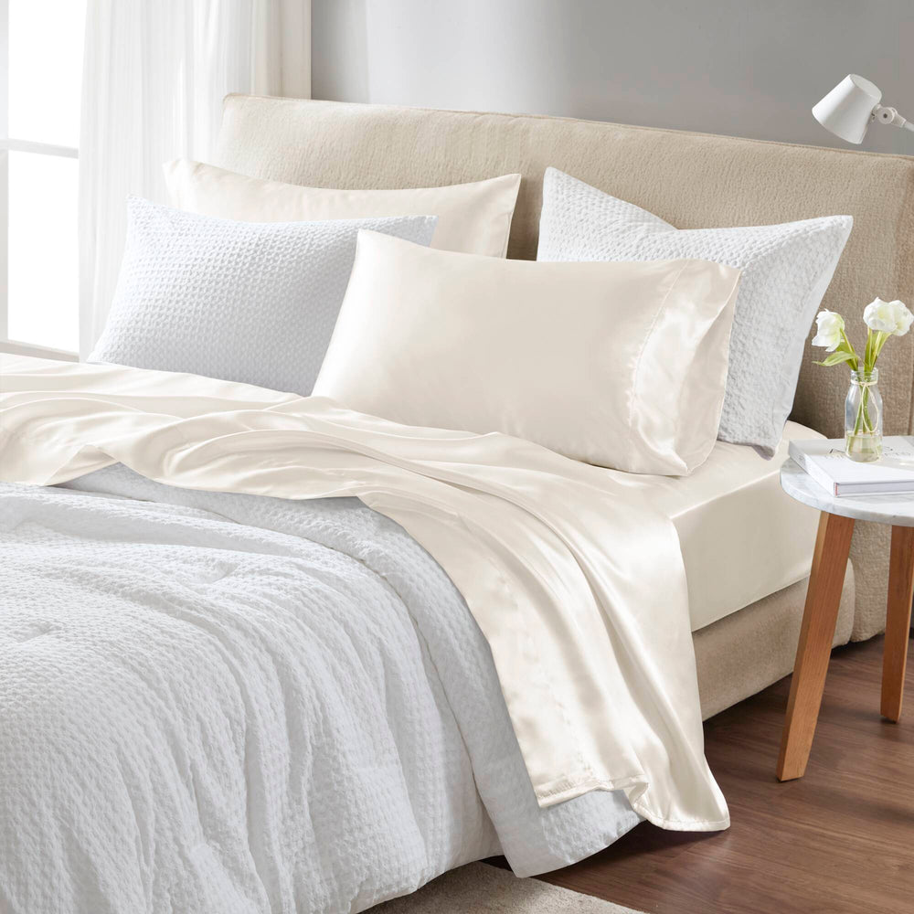 4 PCS Twin Luxury Sheet Set Ivory Media 15