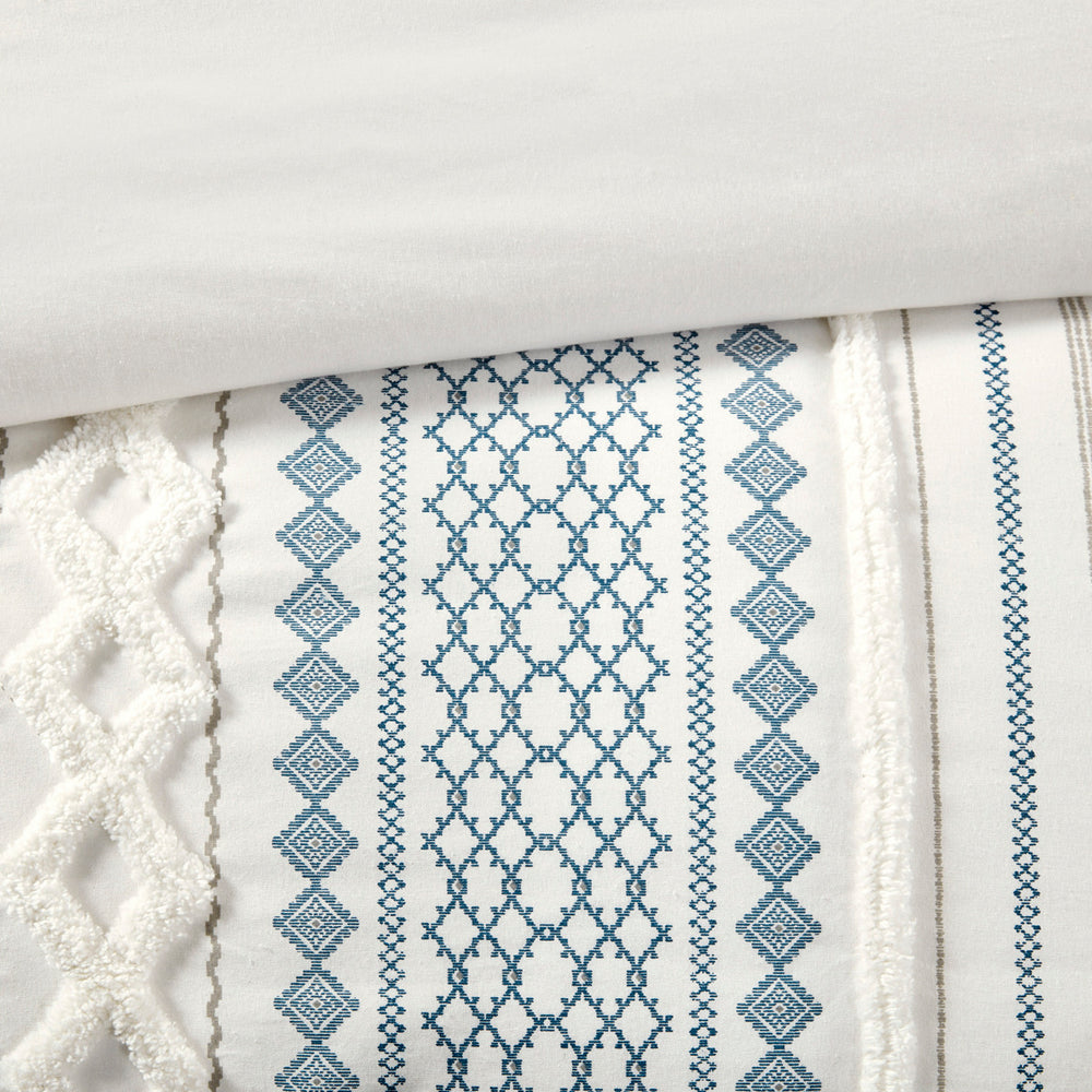 King/Cal King Cotton Printed Duvet Cover Set with Chenille Media 2