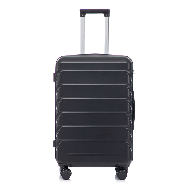 ABS Luggage Set 20 24 28 Inch Spinner Wheels Black Durable 3-Piece & Combination Lock