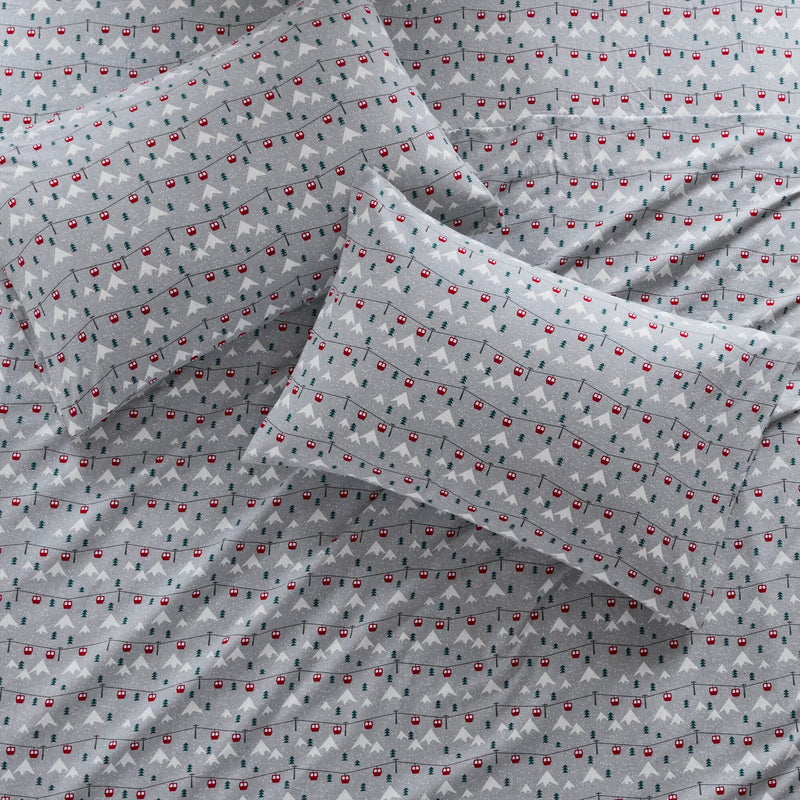 4 PCS Queen Sheet Set Grey Ski Jump