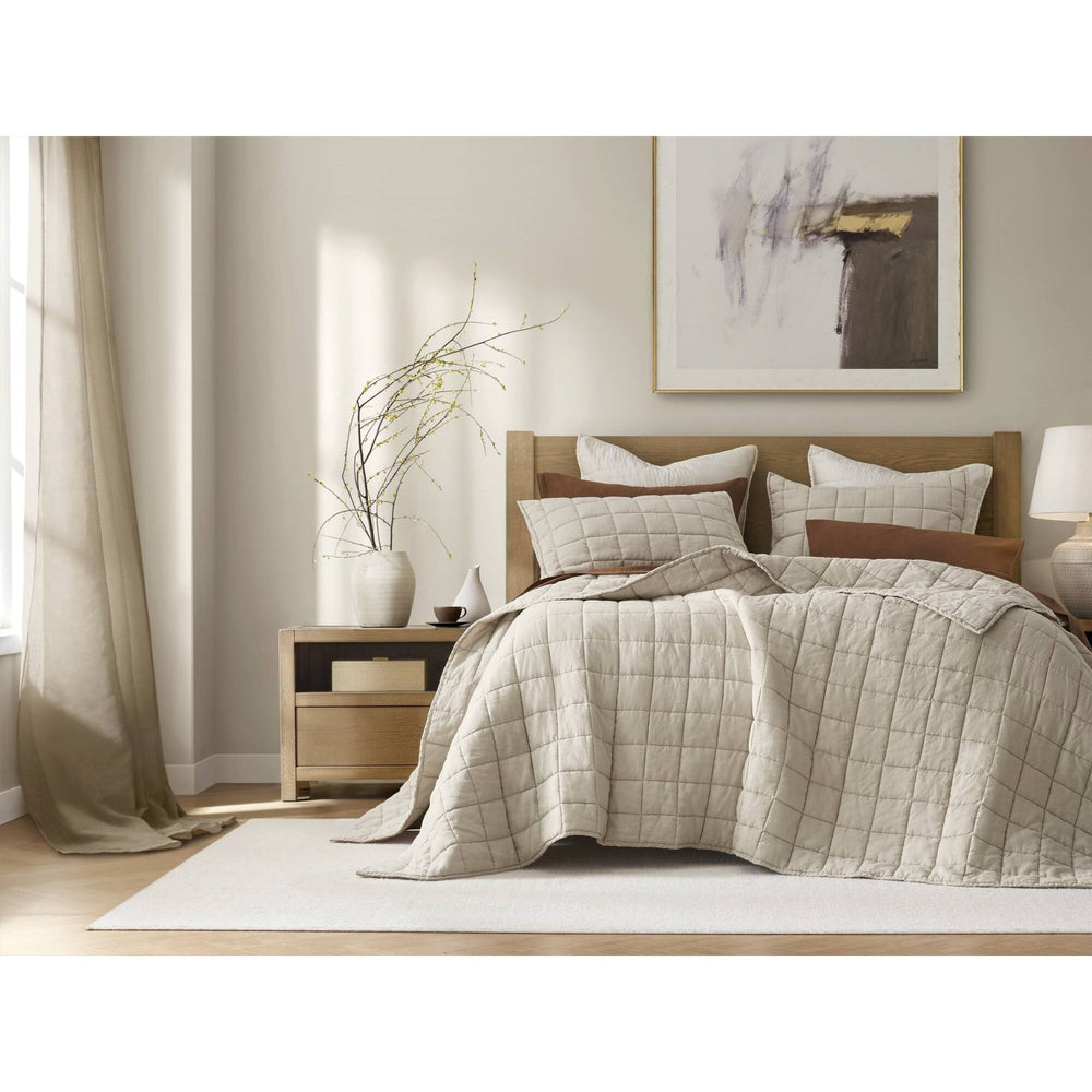 3-Piece Full/Queen Linen Garment Washed Quilt Set,Linen Media 12