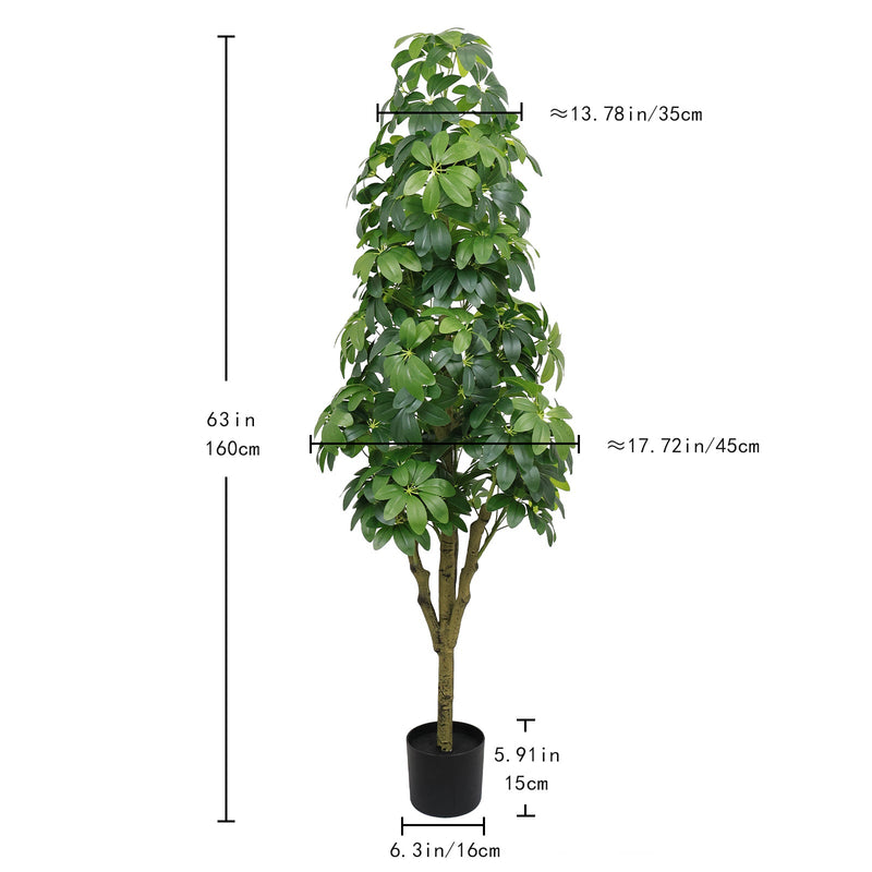 5.2FT Realistic Faux Tree with Lifelike Foliage in Green, Durable Plastic Construction for Indoor and Outdoor Use