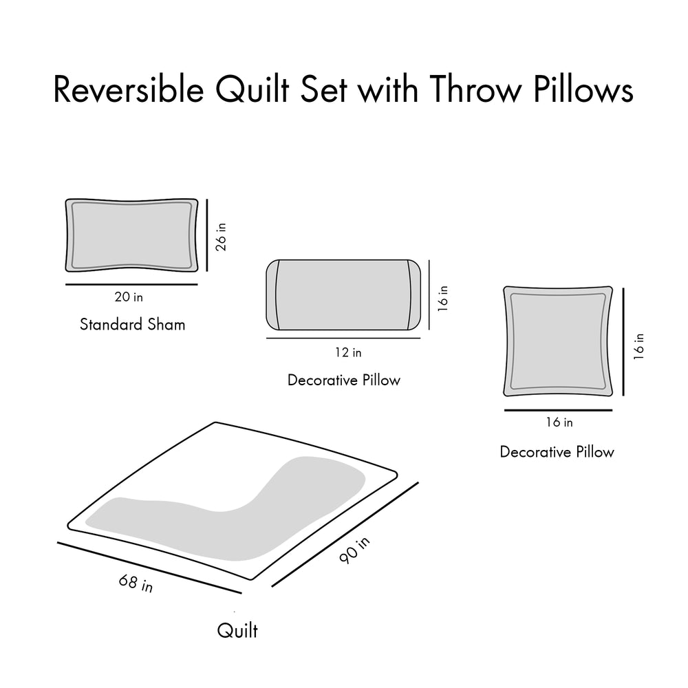 Twin/Twin XL Reversible Quilt Set with Throw Pillows Media 11