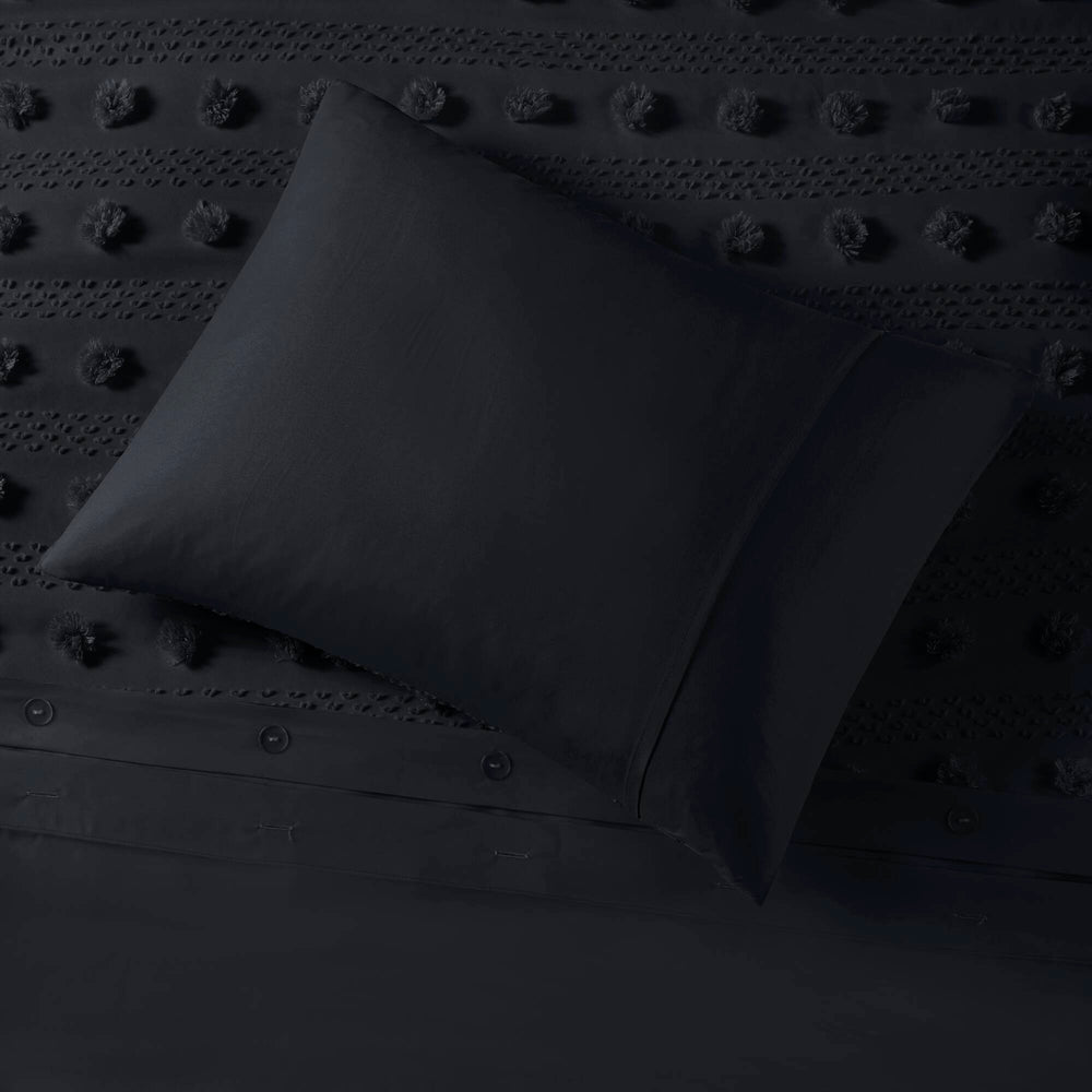 2 PCS Twin/Twin XL Clip Jacquard Duvet Cover Set Black Media 7