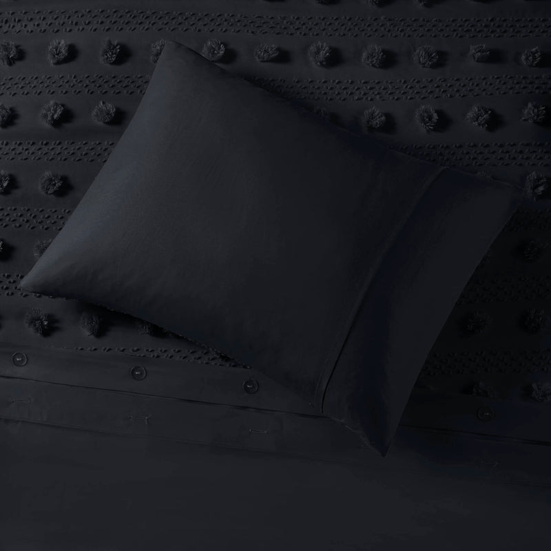 2 PCS Twin/Twin XL Clip Jacquard Duvet Cover Set Black