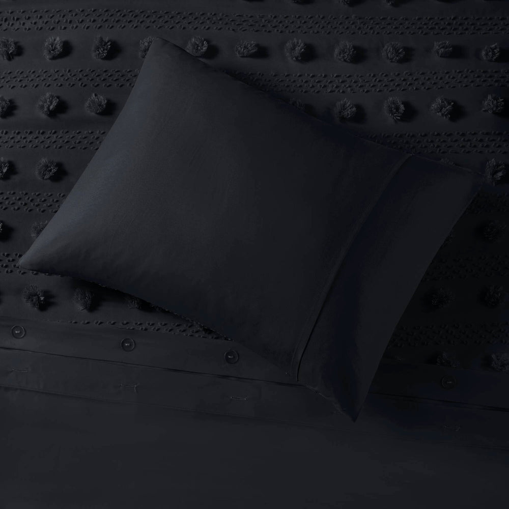3 PCS Full/Queen Clip Jacquard Duvet Cover Set Black Media 7