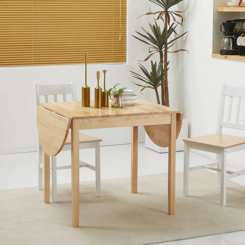 Solid Wood Kitchen Table Pine Drop Leaf Folding Dining Table For Small Spaces