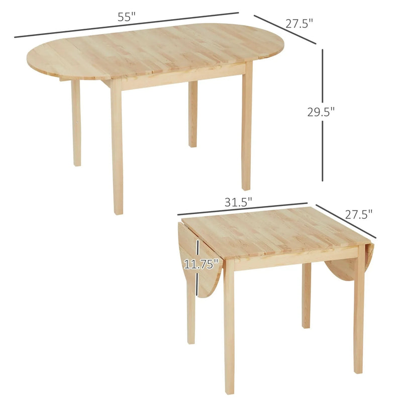 Solid Wood Kitchen Table Pine Drop Leaf Folding Dining Table For Small Spaces
