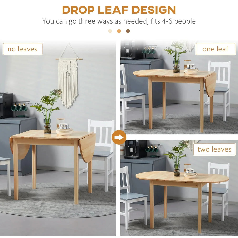 Solid Wood Kitchen Table Pine Drop Leaf Folding Dining Table For Small Spaces Media 5