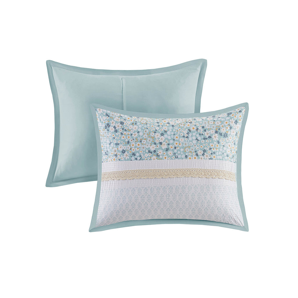 Full/Queen 5 Piece Seersucker Comforter Set with Throw Pillows Media 5