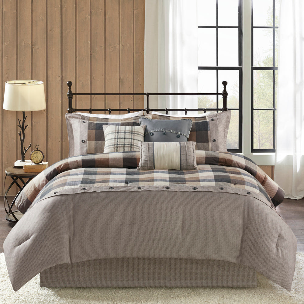 7 Piece Herringbone Comforter Set Neutral Cal King Media 6