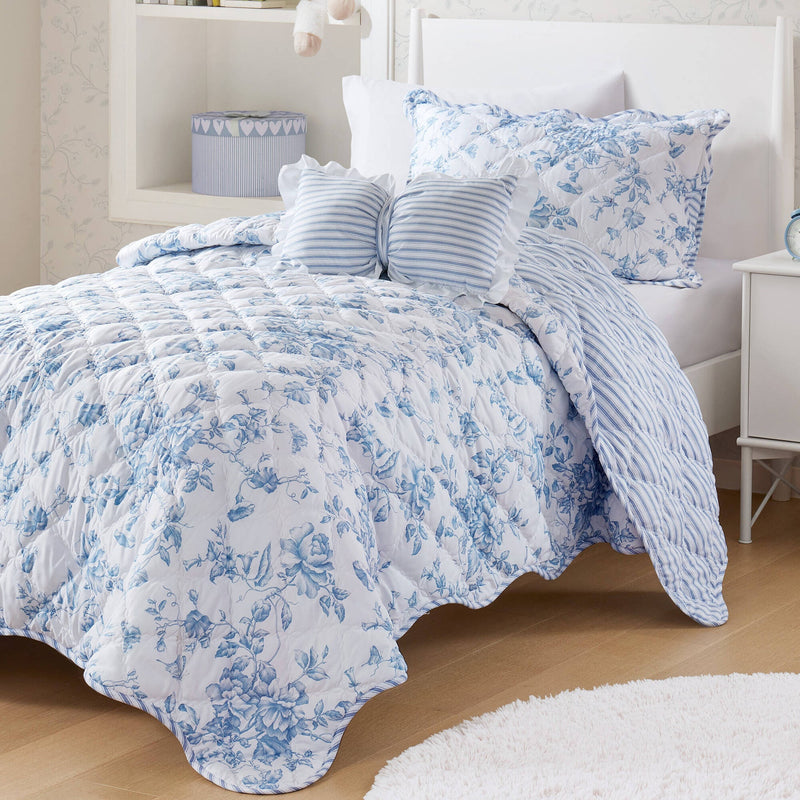 3 Pieces Twin/Twin XL Quilt Set with Decorative Pillow,Blue