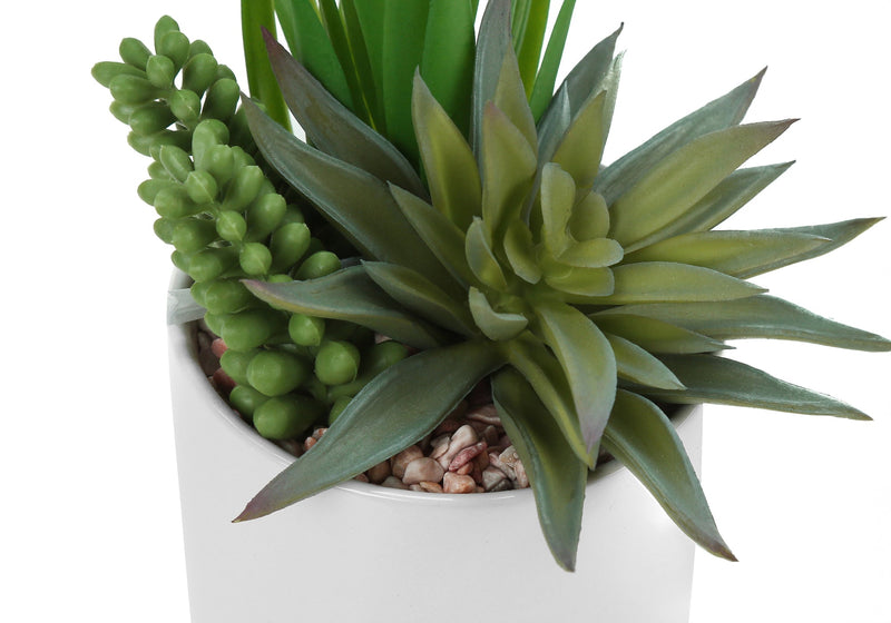Artificial Plant, 7' Tall, Succulent, Indoor, Faux, Fake, Table, Greenery, Potted, Set Of 2, Decorative, Green Plants, White Ceramic Pots