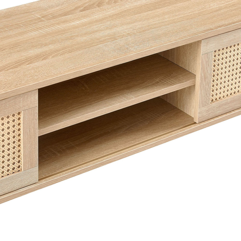 TV Cabinet Solid Wood With Adjustable Shelf For Living Room Use 55 Inch Length