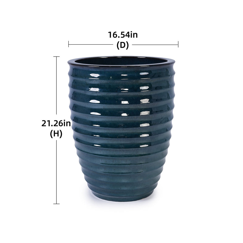 Ceramic Flowerpot, Modern Planter for Patio, Garden, Windowsill - Army Green