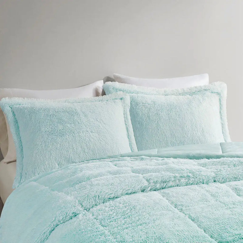 Ombre Shaggy Long Fur Comforter Mini Set