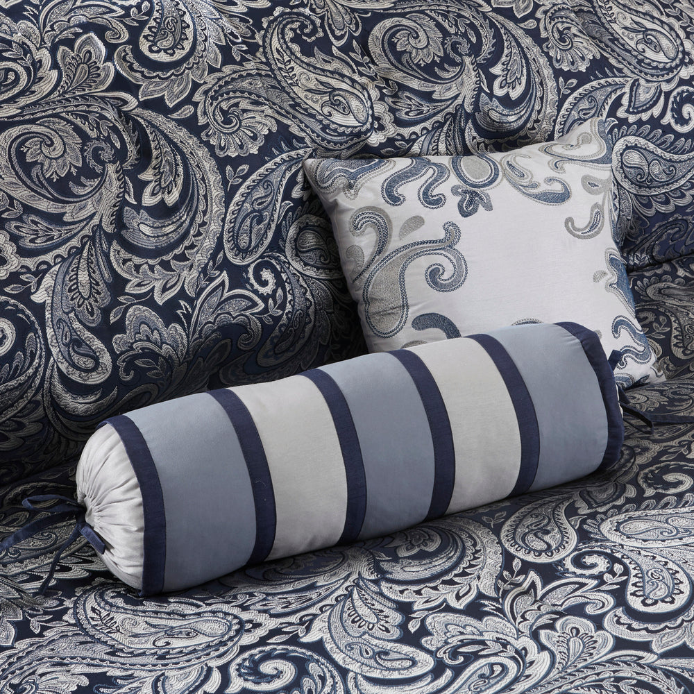 12 Piece Comforter Set with Cotton Bed Sheets Navy Cal King Media 18
