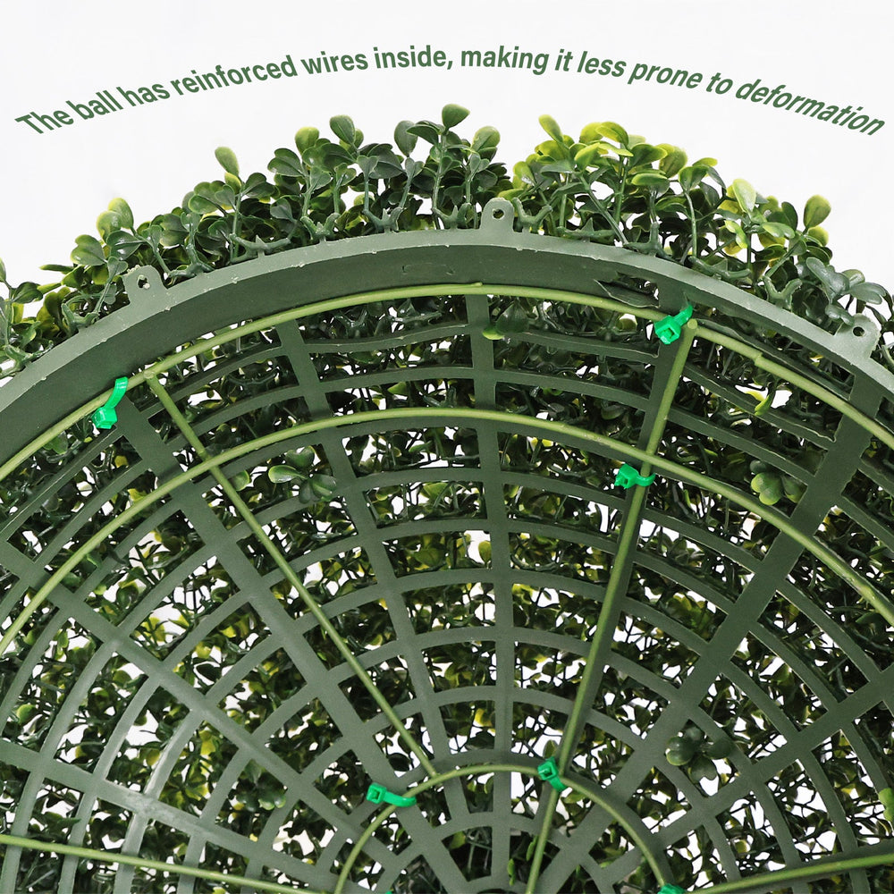 18.5IN dark Artificial Topiary Balls Outdoor Faux Boxwood Decorative Green Spheres for Garden Front Porch Patio Planter Decoration, 2pcs/set Media 6