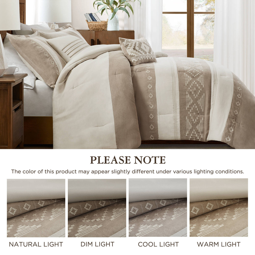 5-Piece Full/Queen Comforter 5pcs Set,Taupe Media 5