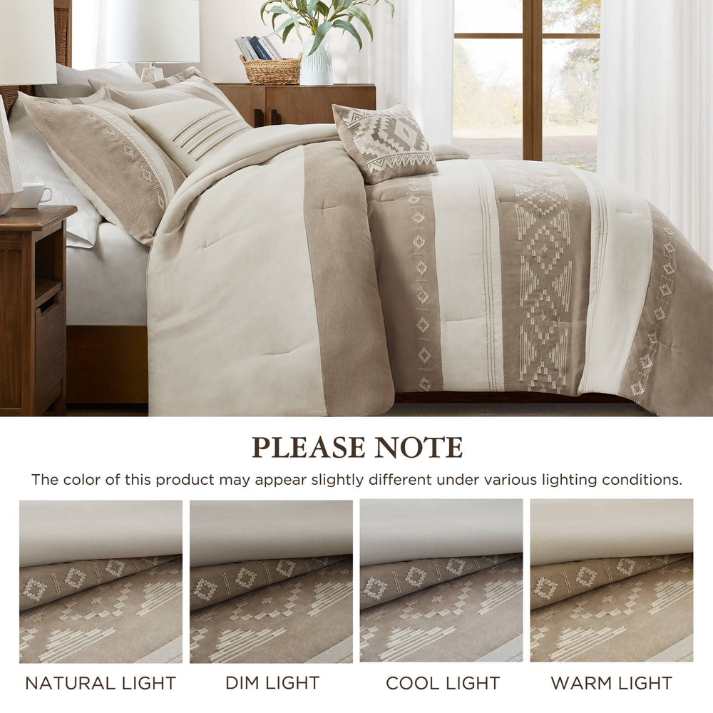 5-Piece King Comforter 5pcs Set,Taupe Media 5
