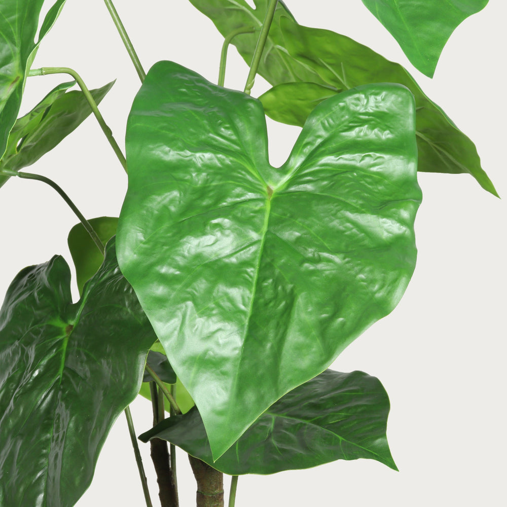 30'' Artificial Tropical Alocasia Leaf Plant With White Pot 2pc/set Media 8