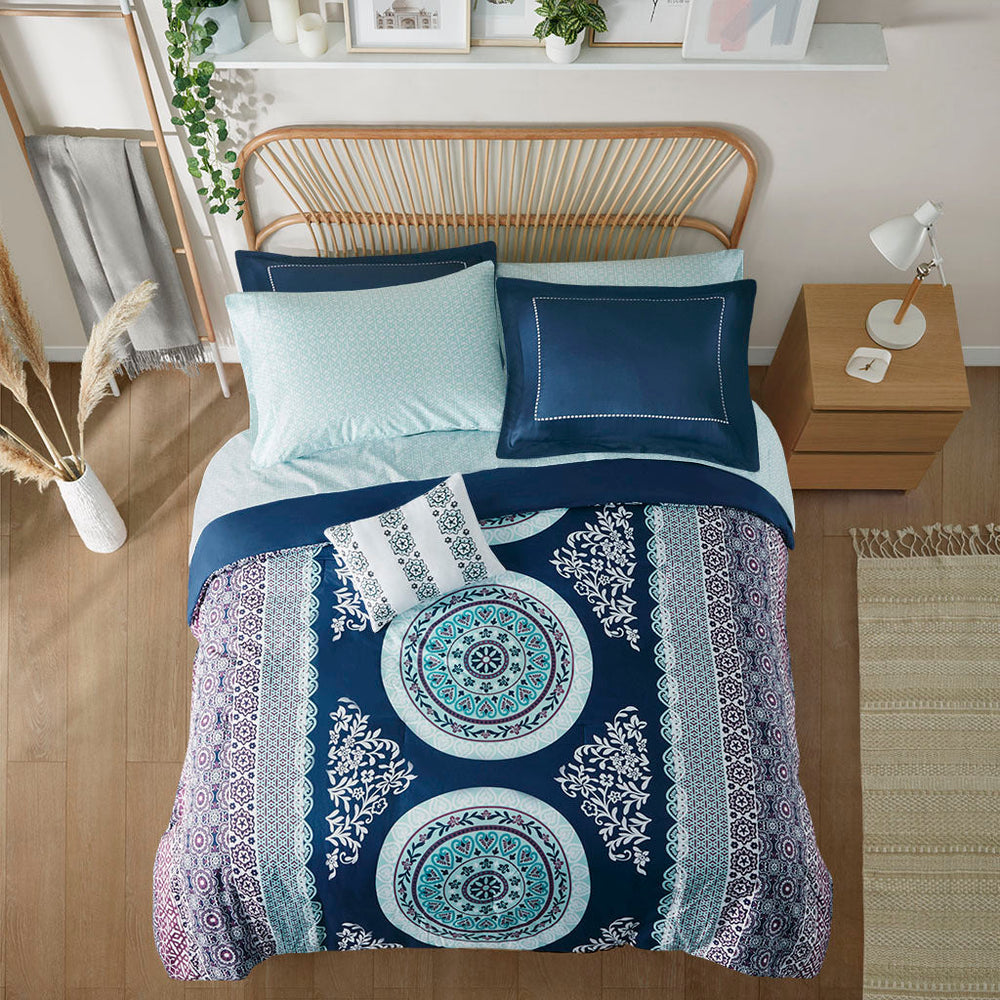 Queen Boho Comforter Set with Bed Sheets Media 9