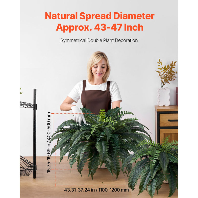 2 Pcs Artificial Boston Ferns Plastic Fern 50 Branches Indoor Outdoor Decor
