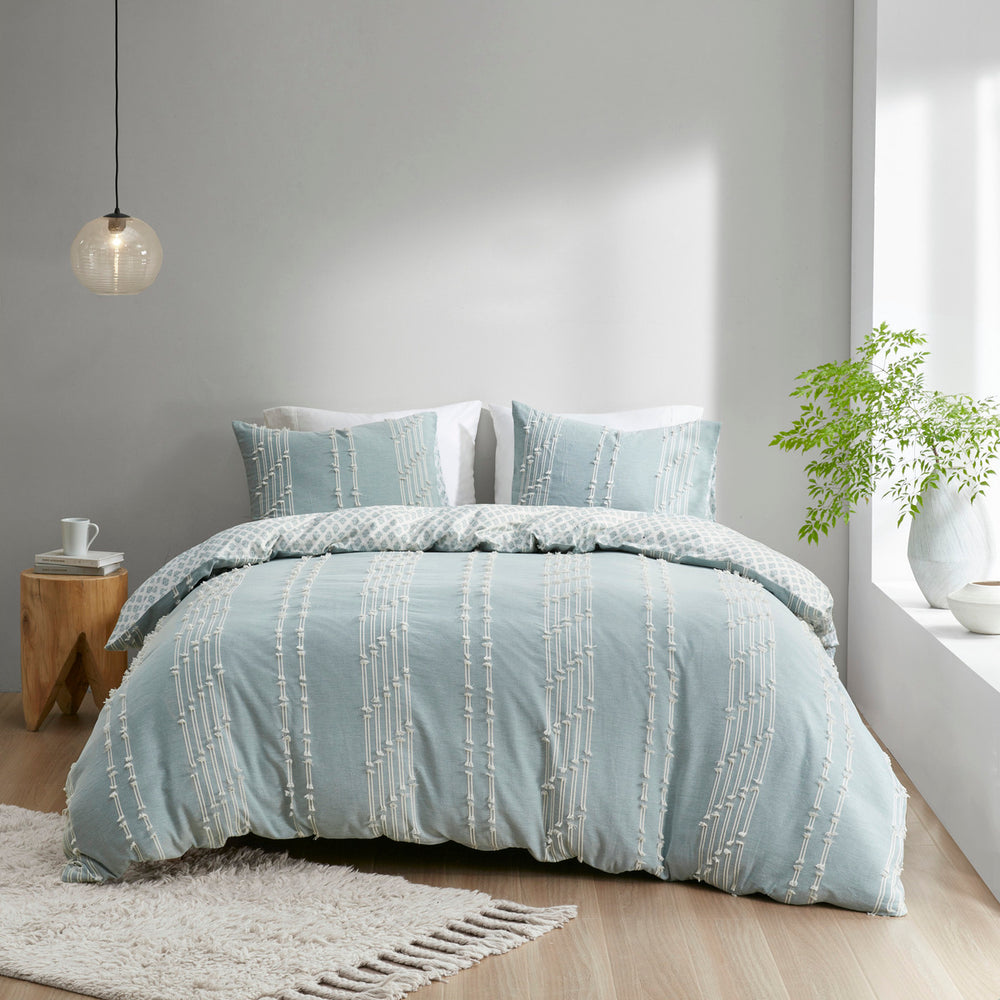 Full/Queen 3 Piece Cotton Jacquard Duvet Cover Set Media 13