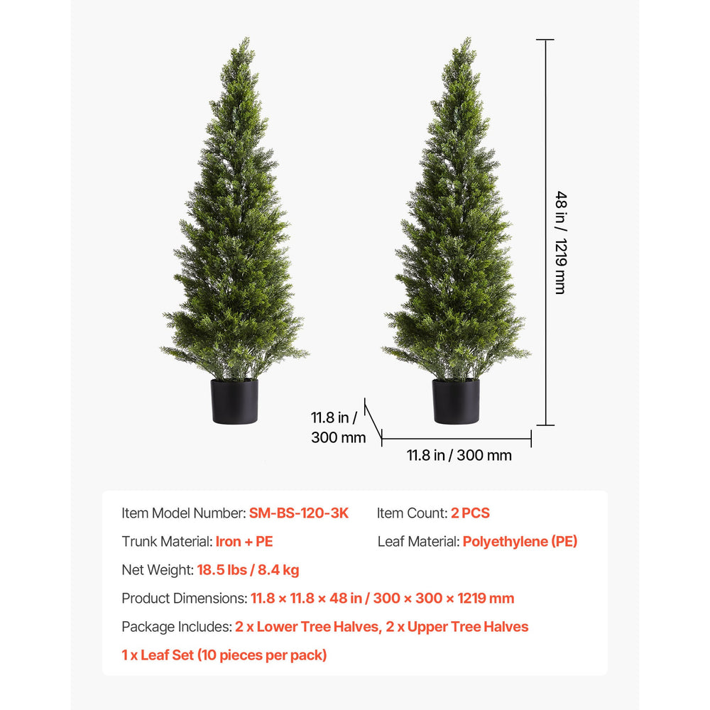 Artificial Topiary Cedar Trees, 48 inch 2 Set Faux Pine Shrubs Plants, Fake Silk Tree Look Real, Easy Assembly for Decor Front Porch Outdoor Patio Garden Balcony Backyard Indoor Office Media 6