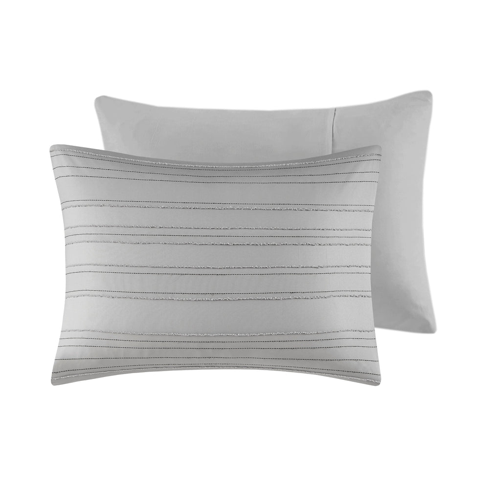 3 PCS Twin/Twin XL Cationic Dyed Clip Jacquard Comforter Set with Throw Pillow Gray Media 9