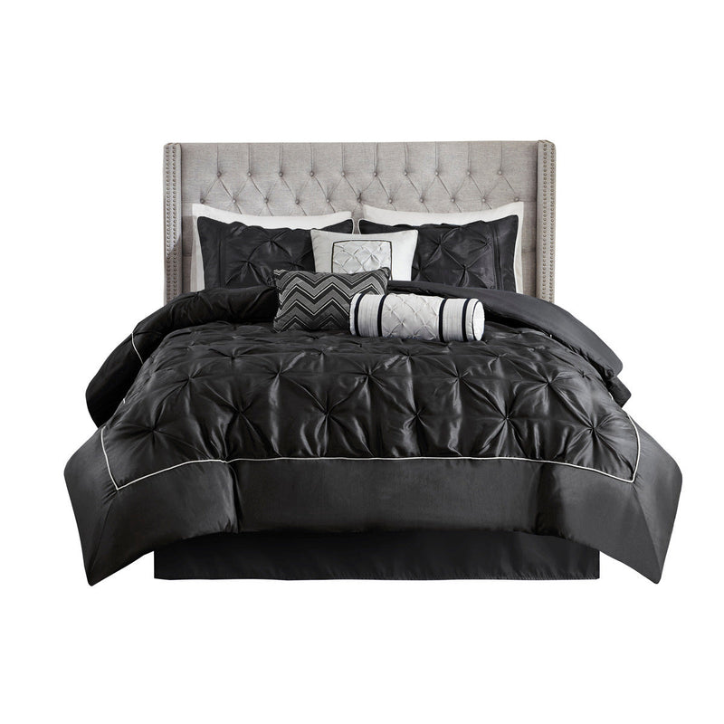 7 Piece Tufted Comforter Set Black Cal King