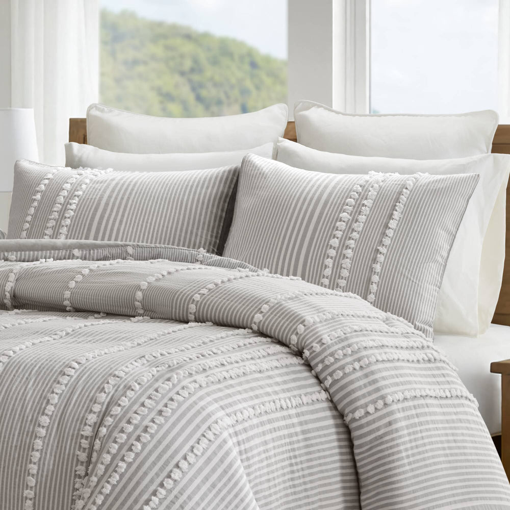 3- Piece King Cotton Yarn Dyed Duvet Cover Set Media 13