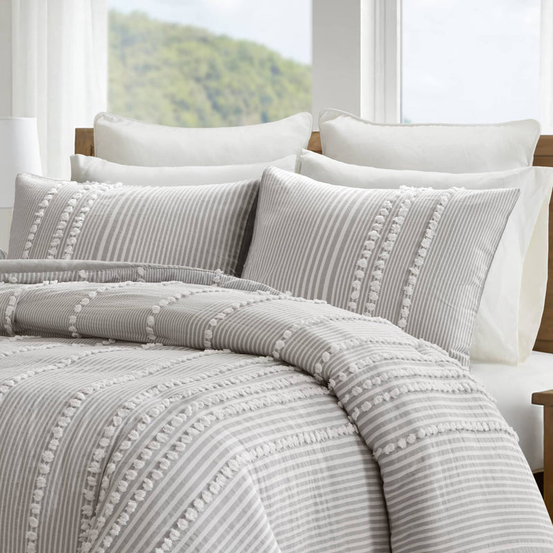 3- Piece King Cotton Yarn Dyed Duvet Cover Set