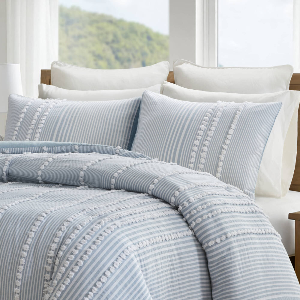 3- Piece King Cotton Yarn Dyed Duvet Cover Set Media 13