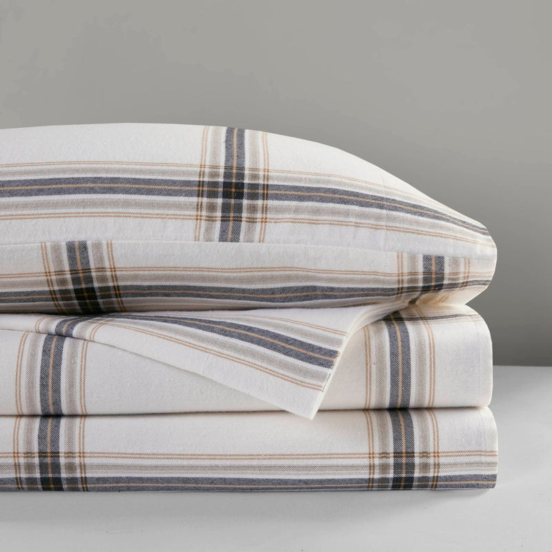3 PCS Twin Sheet Set Tan Plaid