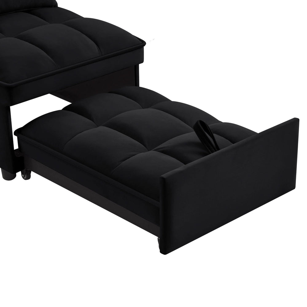 Velvet Sofa Bed Convertible Chaise Lounge Black Living Room American Design Media 8