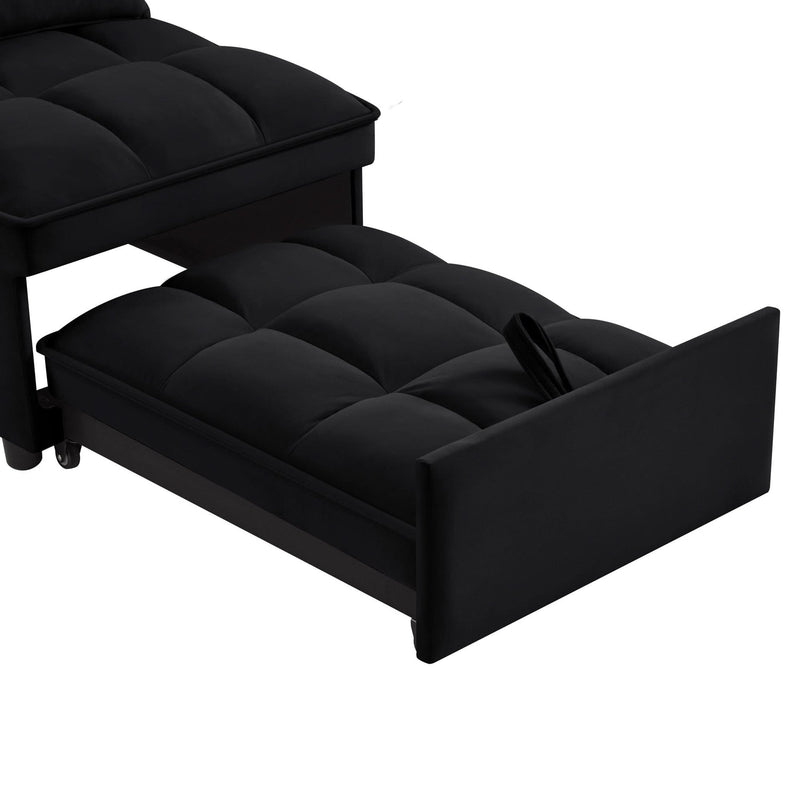 Velvet Sofa Bed Convertible Chaise Lounge Black Living Room American Design